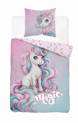 Immagine prodotto di Biancheria da letto in cotone 160x200 per ragazzi con unicorno