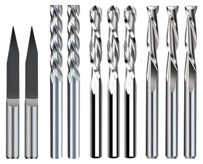 Produktbild von 10-teiliges Set von Hartmetall-Schaftfräsern und Gravierbits, CNC-Fräser-Bits 3,175 mm