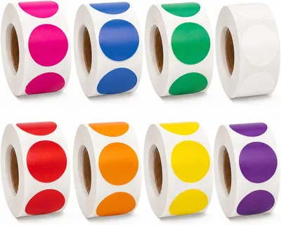 Produktbild von Klebeetiketten rund, 8 Stück, bunt, selbstklebend, für die Organisation