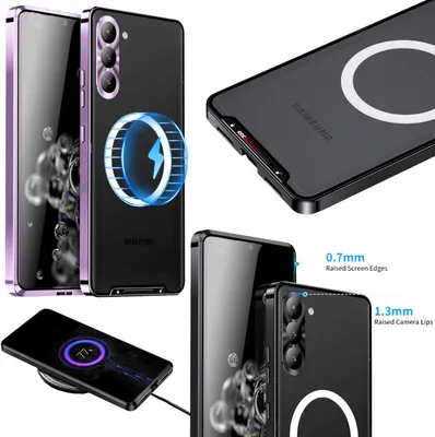 Immagine prodotto di Per Samsung Galaxy S23 Mobile Phone Case Magnetic Magsafe Metal Design Purple Cover Cover Sleeve