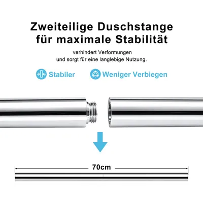Produktbild von Görbach Duschset Edelstahl Duschstange mit Verstellbarer Duschkopfhalterung, Bohrlöcher-kompatible Wandhalterungen, Passend für Standard-Handbrausen