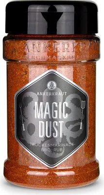 Zdjęcie produktu dla Ankerkraut Magic Dust, Przyprawy w proszku, Smoked jalapeno, Czarny pieprz, Pieprz cayenne, Kmin rzymski, Czosnek, Ground mustard, Surowa..., Środek konserwujący, 230 g, Plastikowy słoik, 1 szt.