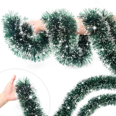 Weihnachtsgirlande grün/weiß 12 m PVC künstlich