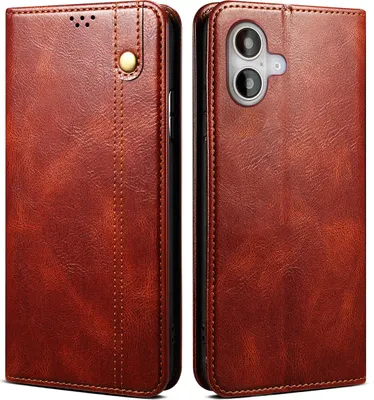 Produktbild von Hülle für iPhone 17 Leder Brieftasche Schutzhülle mit Standfunktion Rot