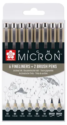 Obrázok produktu pre Sakura POXSDK8C Sakura Pigma Micron Fineliner-Set farbsortiert 0,25 + 0,45 + 0,60 mm, 8 St.