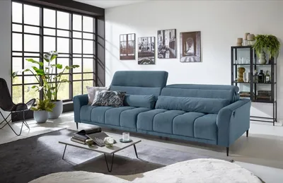 Produktbild von Big-Sofa >Wolve< 2x elektr. Verstellung, Cord blau - 280x108x118cm (BxHxT)