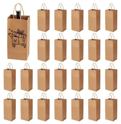 Immagine prodotto di Sacchetti in carta kraft con manici, confezione da 100 pezzi (12,7 x 10,2 x 27 cm)