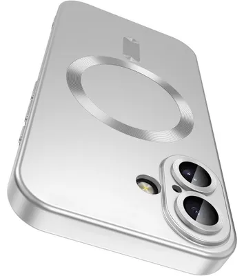 Image de Coque pour iPhone 17, Silicone Liquide Protection Slim Anti-Rayures avec Cercle Magnétique - Argenté