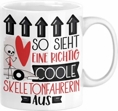Produktbild von Skeletonfahrerin Geschenk Tasse Geschenkidee für Skeletonfahrerin Geburtstag Weihnachten Spruch So Sieht Eine Richtig Coole Skeletonfahrerin Aus Kaffee-Becher  (Weiß)