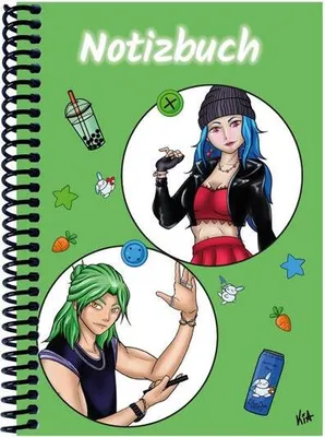Produktbild von A 4 Notizbuch Manga Quinn und Enora, grün, blanko