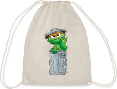 Produktbild von Spreadshirt Sesamstraße Oscar Mülltonne Turnbeutel, One size, Natur