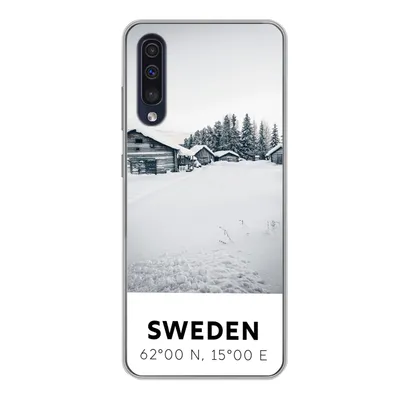 Produktbild von MuchoWow® Handyhülle Schutzhülle Hülle für Samsung Galaxy A50 Schweden - Schnee - Bäume Silikon Softcase Handy Hülle - Mobiltelefonhülle