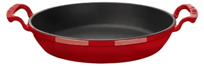 Gusseisen-Bratpfanne rund 24 cm rot emailliert