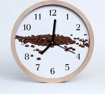 Produktbild von Holzuhr 30fi cm wanduhr - Kaffeebohnen Küche