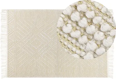 Obrázok produktu pre BELIANI Koberec béžový vlnený 160 x 230 cm so strapcami ručne vyrobený obývacia izba spálňa boho moderný štýl