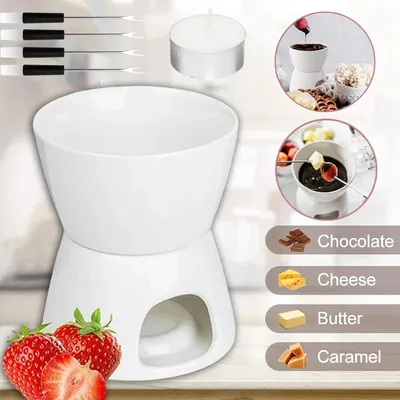 Produktbild von Schokofondue Set Keramik Schoko Fondue Schokoladenfondue Käsefondue für Schoko