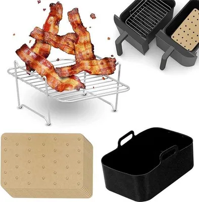 Produktbild von Wiederverwendbare Silikon Airfryer Topf 2-teilig Luftkorb und Silikonmatte