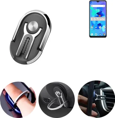 Produktbild von K-S-Trade 3in1 Smartphone-Ring Handy-Ring kompatibel mit UMIDIGI A7 Fingerhalterung  Handyring Tischständer Lüftungsgitter-Halterung Tisch Ständer