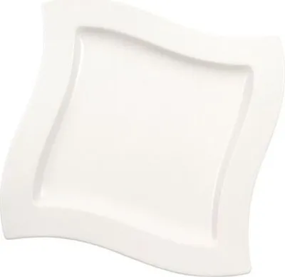 A white rectangular plate with wavy edges, presented on a white background.