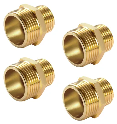 4er-Pack Reduziernippel 1/2" auf 3/4" Messing Außengewinde