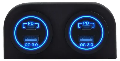 Produktbild von ProRide USB/USB-C-Schnelllader, 4 Ports, QC3.0 36W, 2-fach Aufbau, 12V, 3A