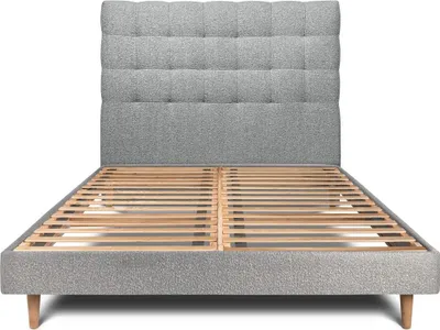 Produktbild von Bett mit gepolstertem Kopfteil – Bouclé-Stoff - 160 x 200 cm