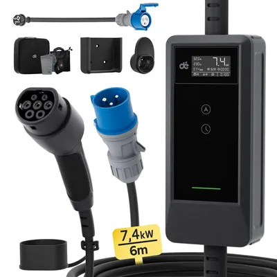 Immagine prodotto di Caricabatterie EV portatile - Caricabatterie per auto elettrica - Cavo di ricarica tipo 2 - Caricabatterie mobile - Caricabatterie per auto ibride plug-in