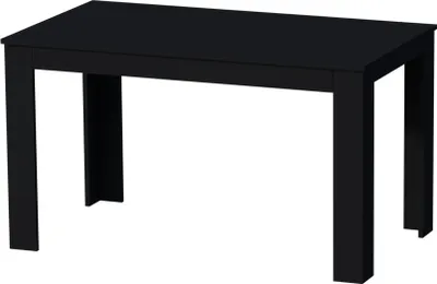 A black rectangular table on a white background.