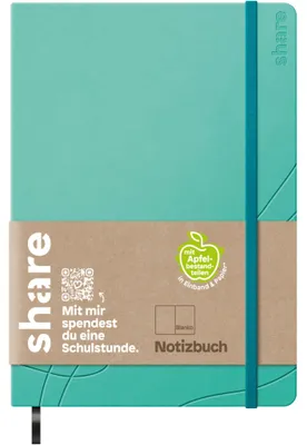 Produktbild von share Notizbuch A6 96 Blatt blanko 80 g/qm türkis