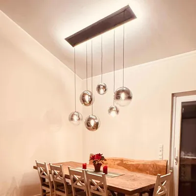 Produktbild von s.luce Orb Esstisch-Hängeleuchte 5-flammig 160cm Esstischlampe Esstischleuchte Rund