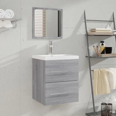 Immagine prodotto di The Living Store Mobile da bagno con specchio Grey Sonoma 41x38,5x48 cm