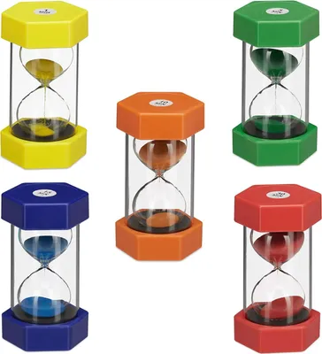 Produktbild von STILVORA Sanduhr 5er Set, Lern-Timer, Bunte Handwerksdeko, Küchen- und Spieluhr, Geburtstagsgeschenk, Sechseckige Sanduhr, Multifunktionale Sanduhr