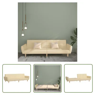 Produktbild von The Living Store Schlafsofa 2-Sitzer Creme Stoff