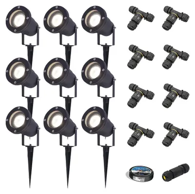 Produktbild von hoftronic LED Gartenstrahler 9er Set 4W 345lm 4000K Schwarz IP65