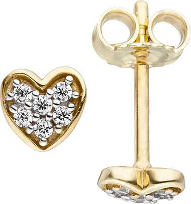 Produktbild von Ohrstecker Ohrringe Herz Herzchen Zirkonia weiß 375 Gold Gelbgold Ohrschmuck