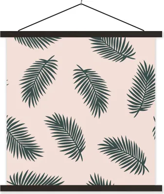 Produktbild von MuchoWow® Textilposter Sommer - Palmenblätter - Pastell 40x40 cm mit schwarzem Rahmen - Fotos
