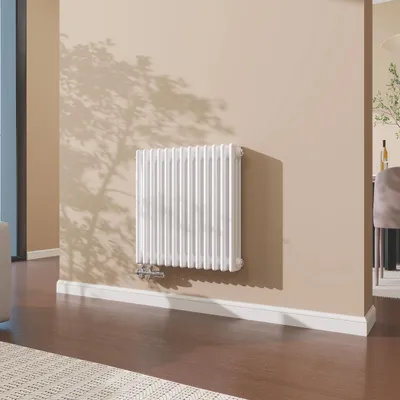 Produktbild von AICA Traditioneller Heizkörper 600 x 605 mm Gusseisenstil 3 Spalten mit Seitenanschluss Weiß 934W