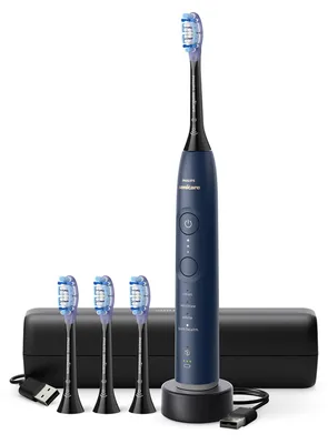 Image de Philips HX7423/08, Adulte, Sonique, Soins quotidiens, Soins des gencives, Sensible, 62 000 mouvements par minute, Bleu marine, 2 min, 4 x 30 sec