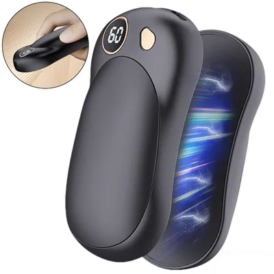 Produktbild von Magnetischer Split-Handwärmer & Powerbank 10000mAh – 3 Temperaturstufen, Graphen-Heizung, USB-C/USB-A, 8-12h Laufzeit