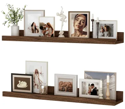 Immagine prodotto di Set di 2 mensole da parete in legno MDF, colore marrone vintage