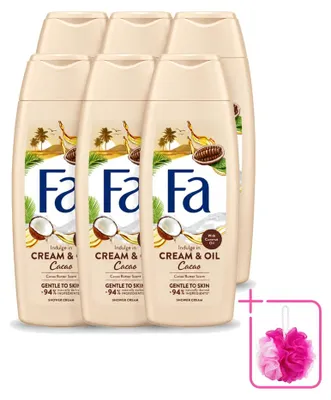 Immagine prodotto di 6 x Crema e olio doccia al cacao Fa, con burro di cacao e olio di cocco, 250 ml - Confezione risparmio - 6 pezzi