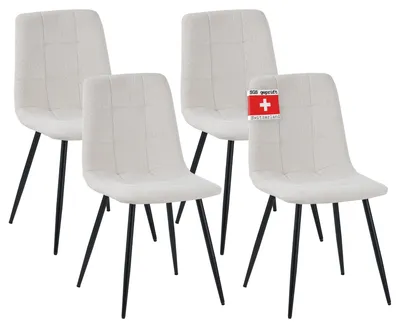 Produktbild von Albatros Esszimmerstühle 4er Set BORA Beige - Komfortabler Polsterstuhl für Modernes und Stilvolles Design am Esstisch - Küchenstuhl oder Stuhl Esszimmer mit hoher Belastbarkeit bis 110kg