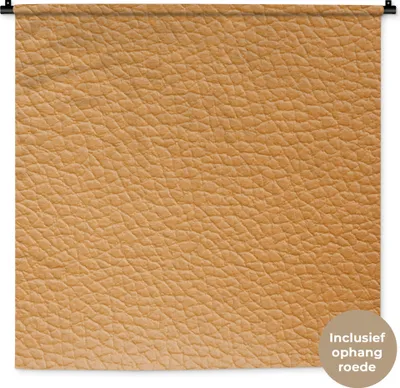 Produktbild von MuchoWow® Wandteppich Wandbehang Leder - Strukturiert - Leder-Optik - Orange 90x90 cm Tapisserie Dekoration Wandtuch - Wandaufhänger