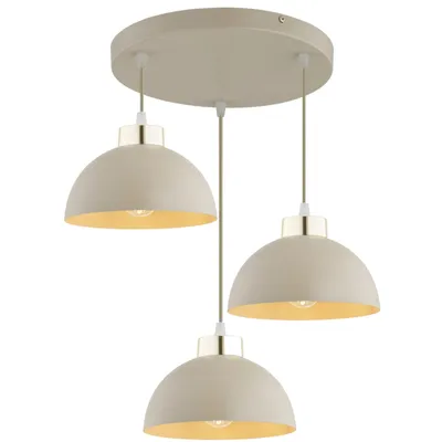 Produktbild von FKL DESIGN Home Deco Deckenlampe Deckenleuchte 3-flammig E27 Metall Lampeschirme Lampe aus Serie (Ecru, ER3)