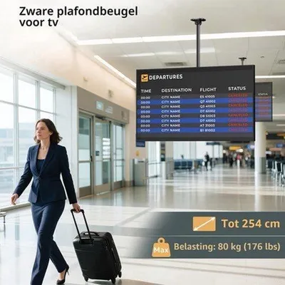 Productafbeelding van TV Plafondbeugel - 50-100 Inch - 80 Kg Draagkracht - VESA 800x600 - Kantelbaar En Draaibaar - Metaal Zwart