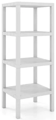 Produktbild von 4-stöckiges Kunststoffregal JZ10423WH, 38 x 32,5 x 99 cm, weiß
