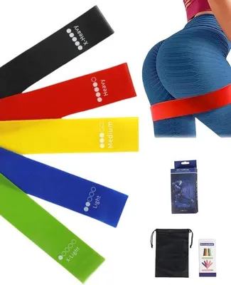 Productafbeelding van Weerstandsbanden voor Fitness - 5 Sterkteniveaus voor Krachttraining, Yoga en Pilates