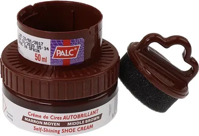 Produktbild von PALC Selbstglanz Wachs Schuhcreme mittelbraun 50ml – mit Schwammaufträger, für Glattleder – strahlender Glanz ohne Polieren
