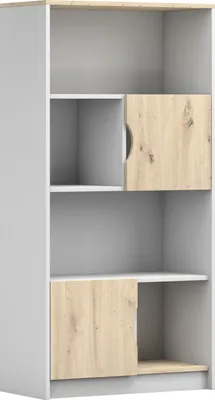 Produktbild von Hohes Regal Kinderregal zweitürig mit sechs Fächern Weiß/Artisan Eiche JOY I 02 80 cm