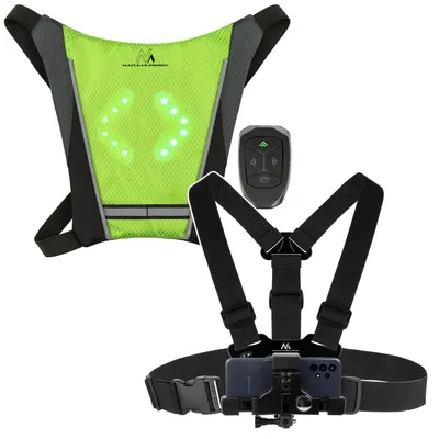 Produktbild von Rucksack mit LED-Signalleuchte mit Fernbedienung wasserdicht: Fernbedienung IPx5 Rucksack IPX2 + Sportgurt für das Smartphone Maclean MC-445
